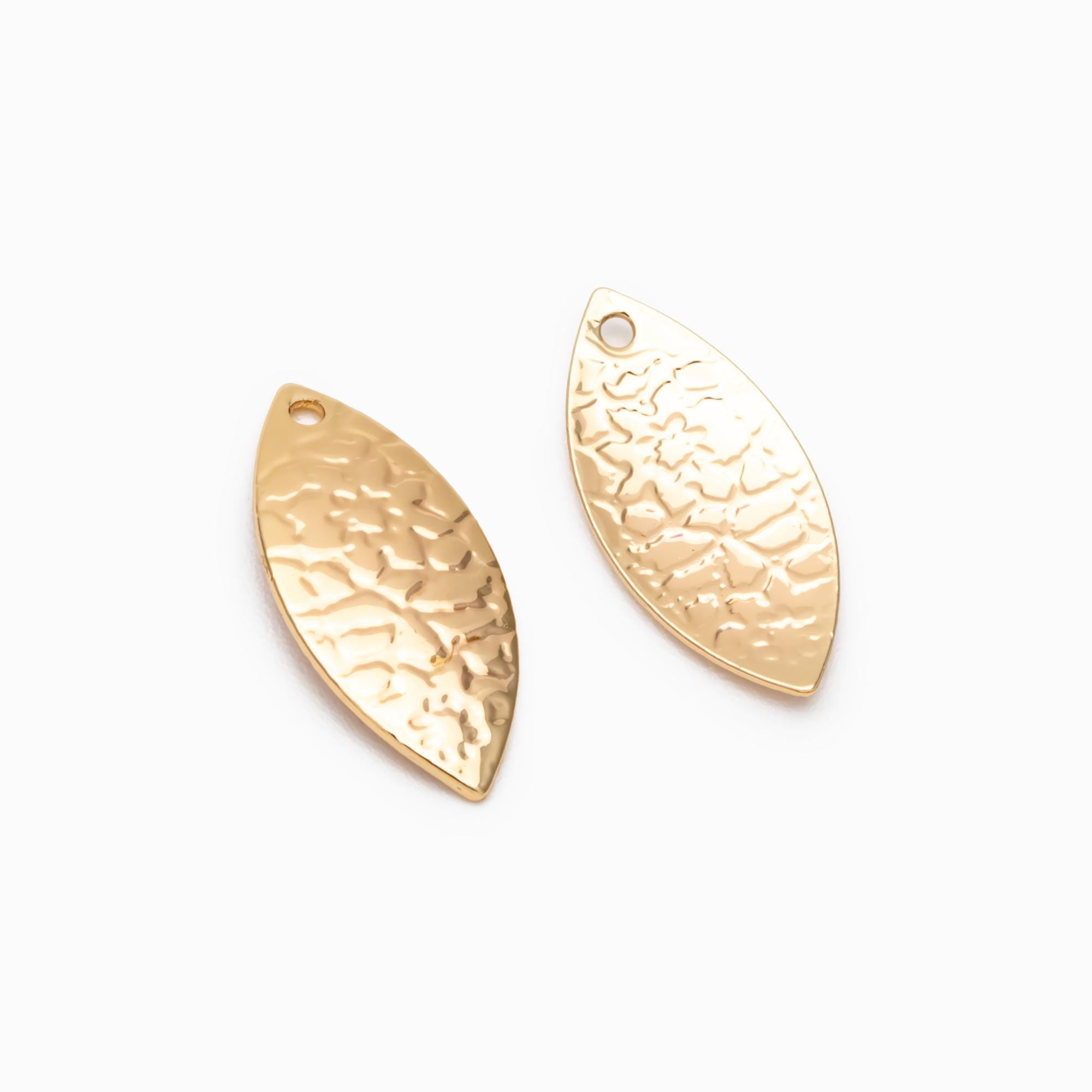 10pcs Gold Textured Marquise Charms, Real Gold plated Brass Horse Eye Charm (GB-1404-B)